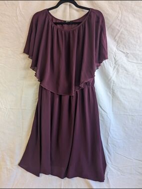 BodhiTalk Women's Plum Layered Chiffon Dress